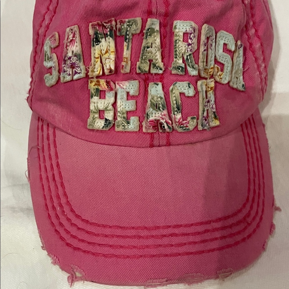 Santa Rosa  Beach distressed pink  baseball floral Cap Seaside vacation Destin